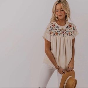 Roolee Pando Grove "Natasha" Embroidered Blouse